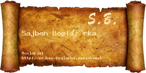 Sajben Boglárka névjegykártya